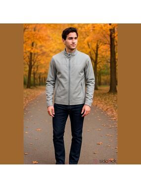 Men's Michael Kors Racer Jacket XL Gray Full Zip